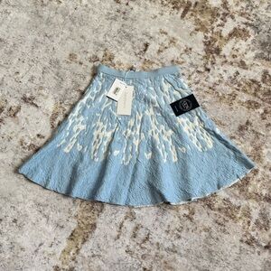 Lucy Paris Light Blue and Cream Knit Skater Skirt